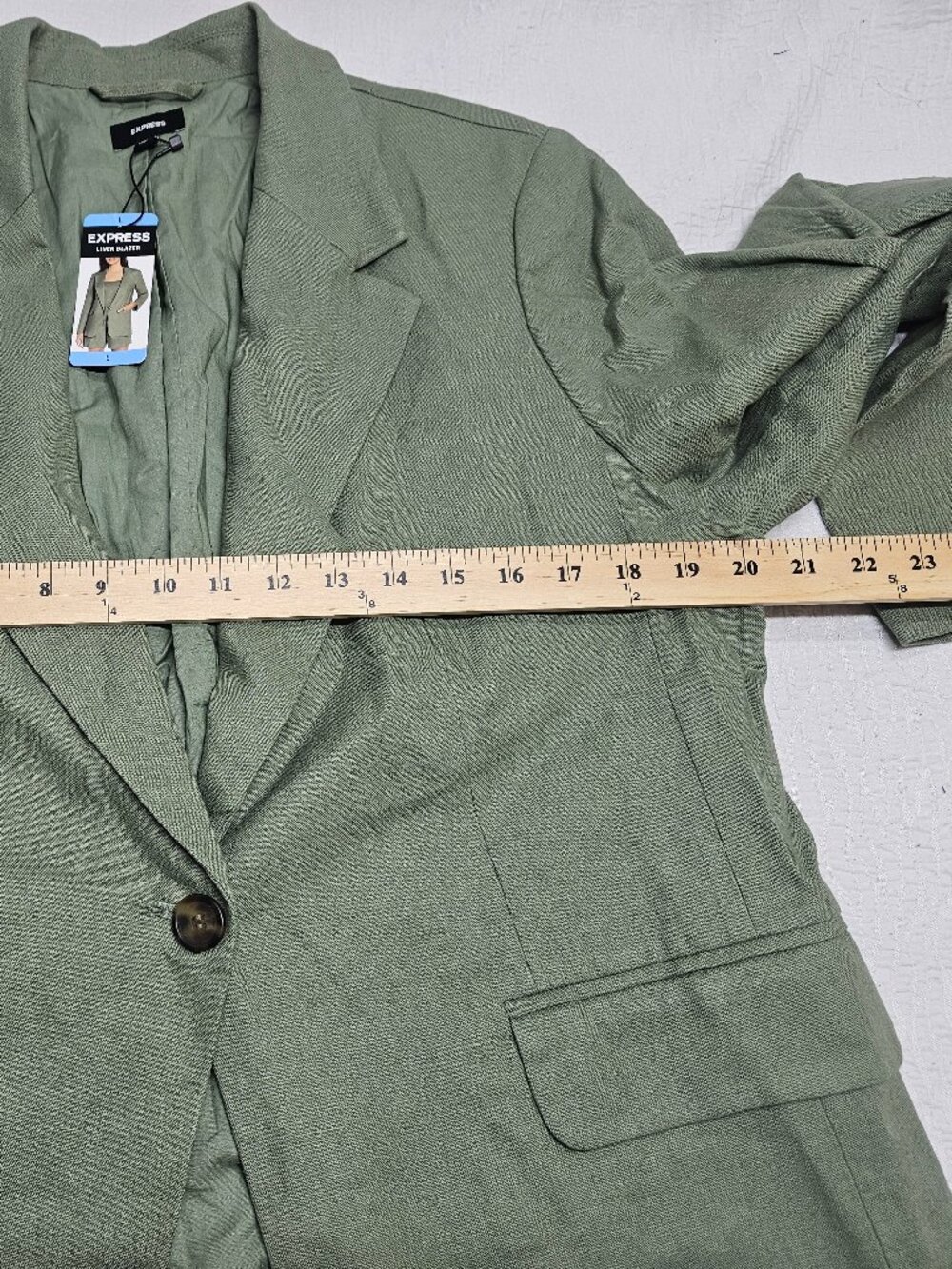 Express Women's Shoulder pads Button V-Neckline Soft Linen Blazer Size L - Picture 7 of 8